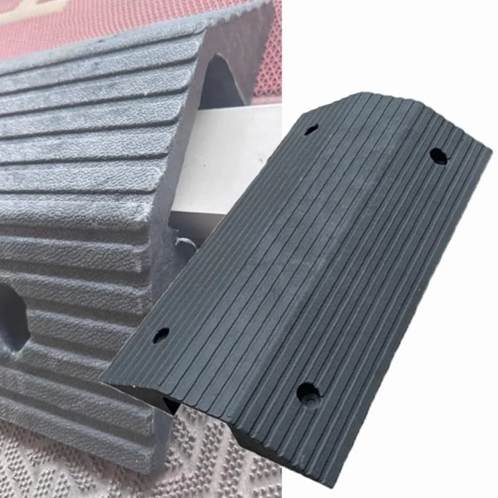 Türschwellenrampe Aus Gummi Schwellenbrücke Für Türen, Tragbare Brückenrampe Auffahrrampe Schwerlast, Nutbreite 12cm Höhe 6/8cm(3" Rise/80x40x10cm)