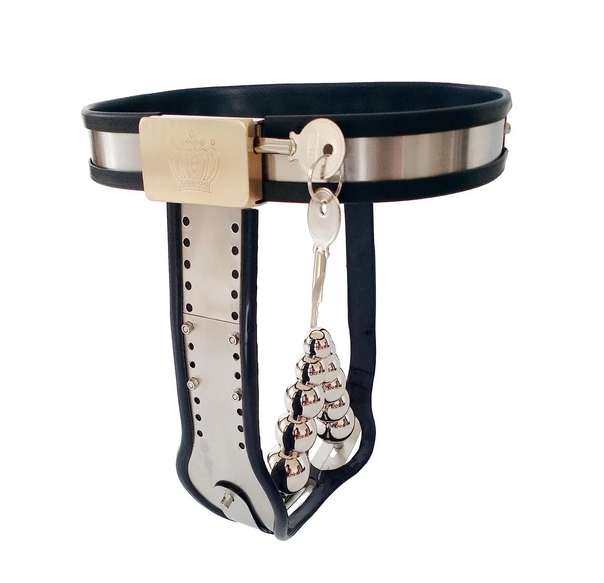 Damen Keuschheitsgürtel Mit Anal Und Vaginalplugs 304 Edelstahl Material Chastity Belt Für Damen Extrem SM Keuschheitsschloss Aus Metall Sex Sexspielzeug Set Für Paare,130/140CM