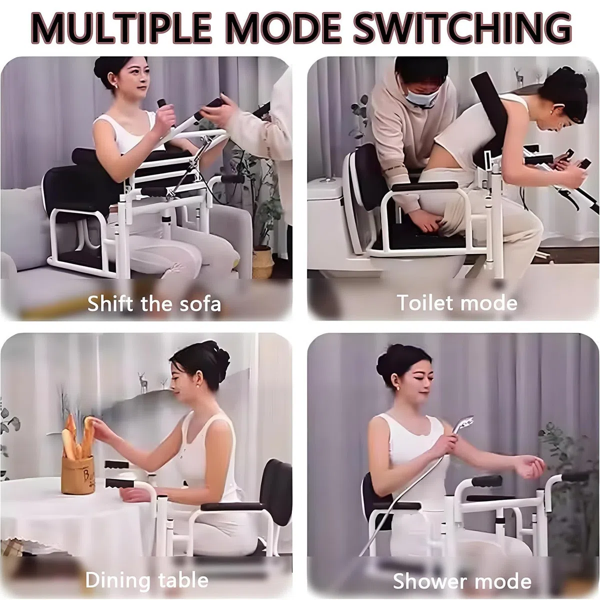 Patientenlift-Transferstuhl, tragbarer 4-in-1-Transferstuhl mit Rollen, Steh-Transferstuhl für Erwachsene und Behinderte zu Hause, einfach zu verwenden – Gewichtskapazität 400 lb Blue