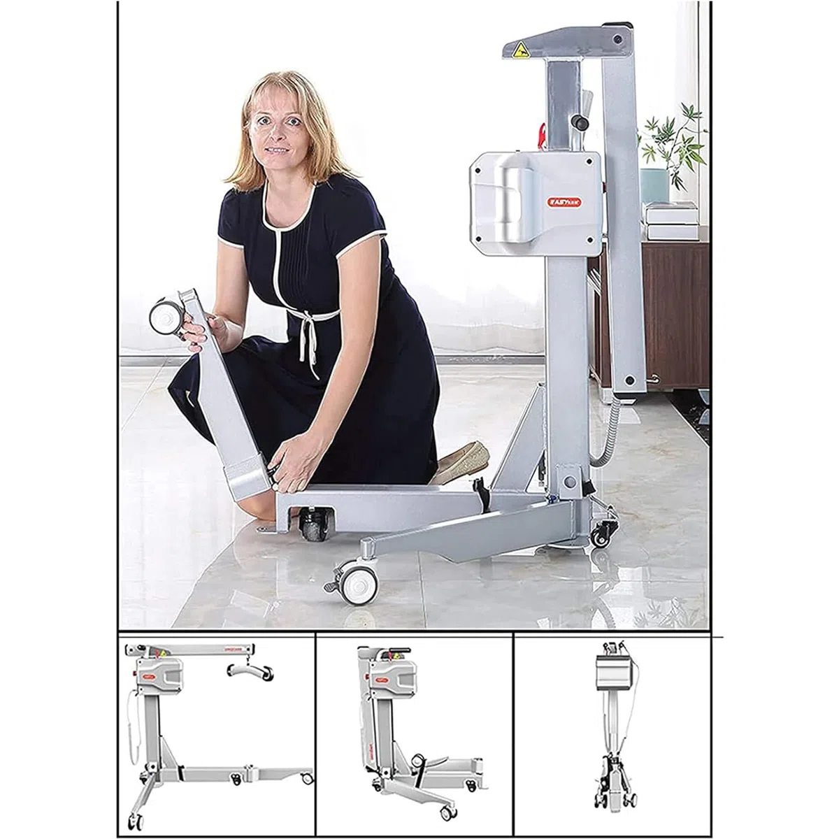 Elektrische Patientenhebemaschine, Transfergerät für Krankenpfleger und gelähmte Patienten, faltbarer Sitzlift mit Fernbedienung und 360-Grad-Drehung