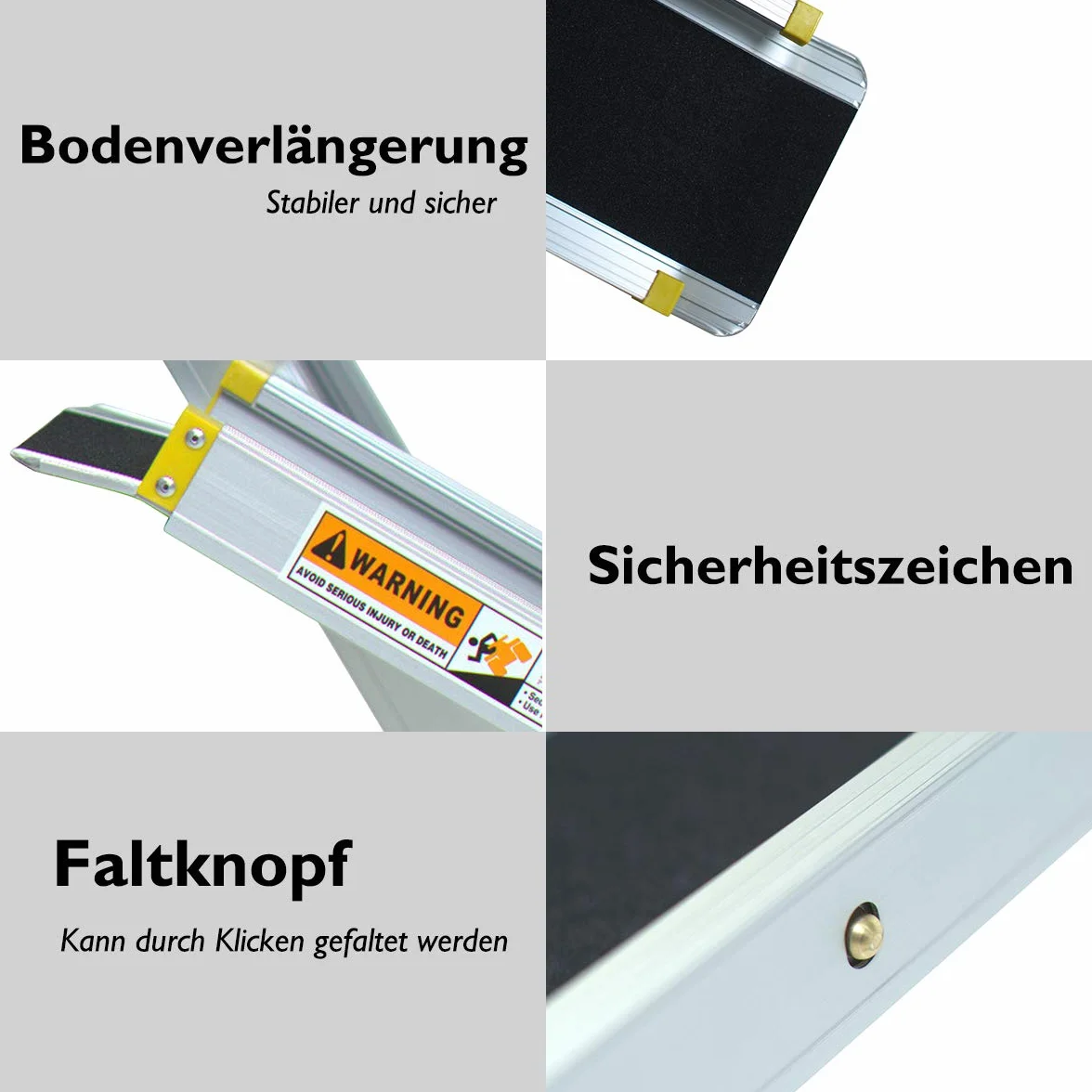 COSTWAY 2 x Rollstuhlrampe bis 270 kg, 121,5-212,5 cm, Teleskoprampe mit Antirutsch Belag, Teleskop-Rampe Paar Aluminium, Auffahrschiene rutschfest, Laderampe Rampe Alu