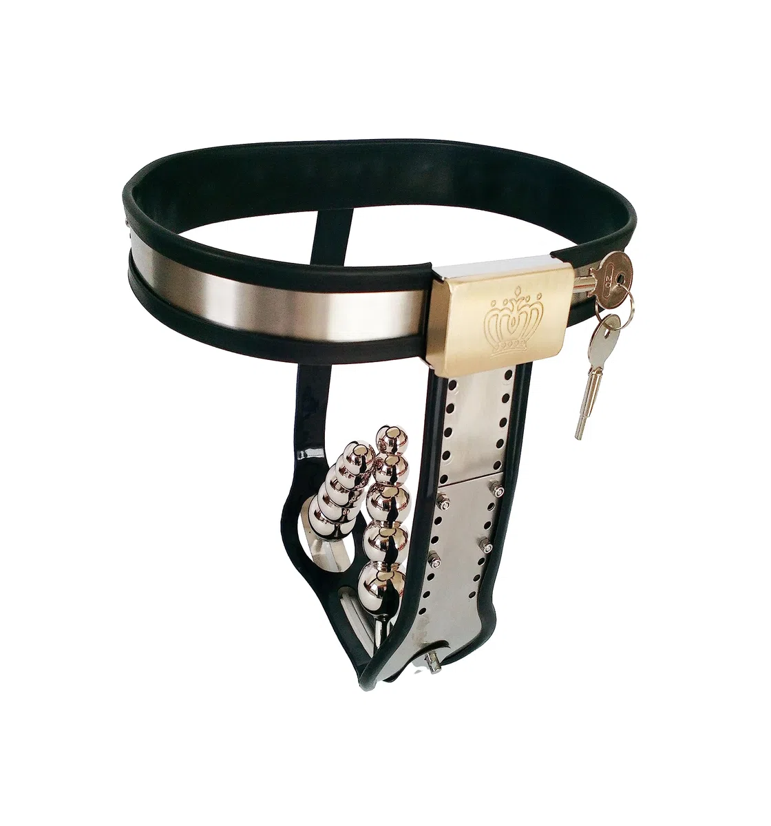 Damen Keuschheitsgürtel Mit Anal Und Vaginalplugs 304 Edelstahl Material Chastity Belt Für Damen Extrem SM Keuschheitsschloss Aus Metall Sex Sexspielzeug Set Für Paare,130/140CM