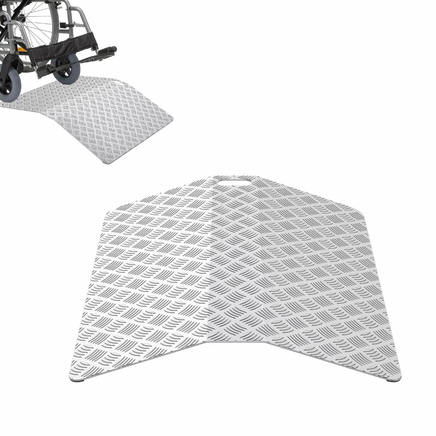 UISEBRT Türschwellenrampe Rollstuhlrampe Schwellenrampe,Aluminium Rampe Rollstuhl, Schwellenbrücke rutschfest Tragbare mit Griffe,Tragfähigkeit 270 kg (100 x 70 x 10 cm)