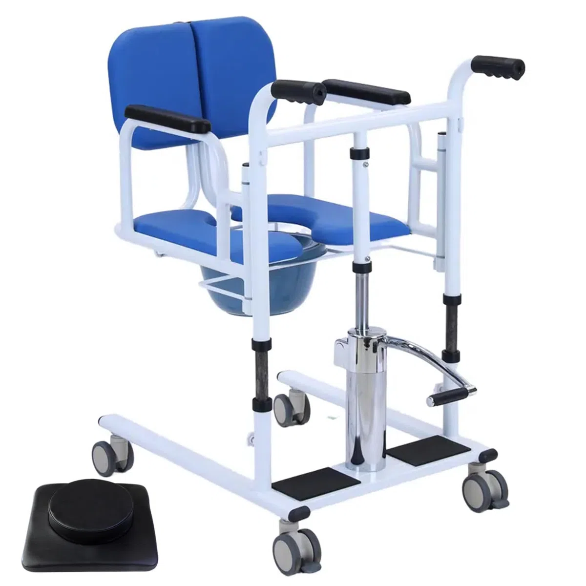 Hydraulischer Patientenhebestuhl, 4-in-1 medizinischer Transportrollstuhl für Senioren, leichte Mobilitätshilfe für Nachttisch und Badezimmer