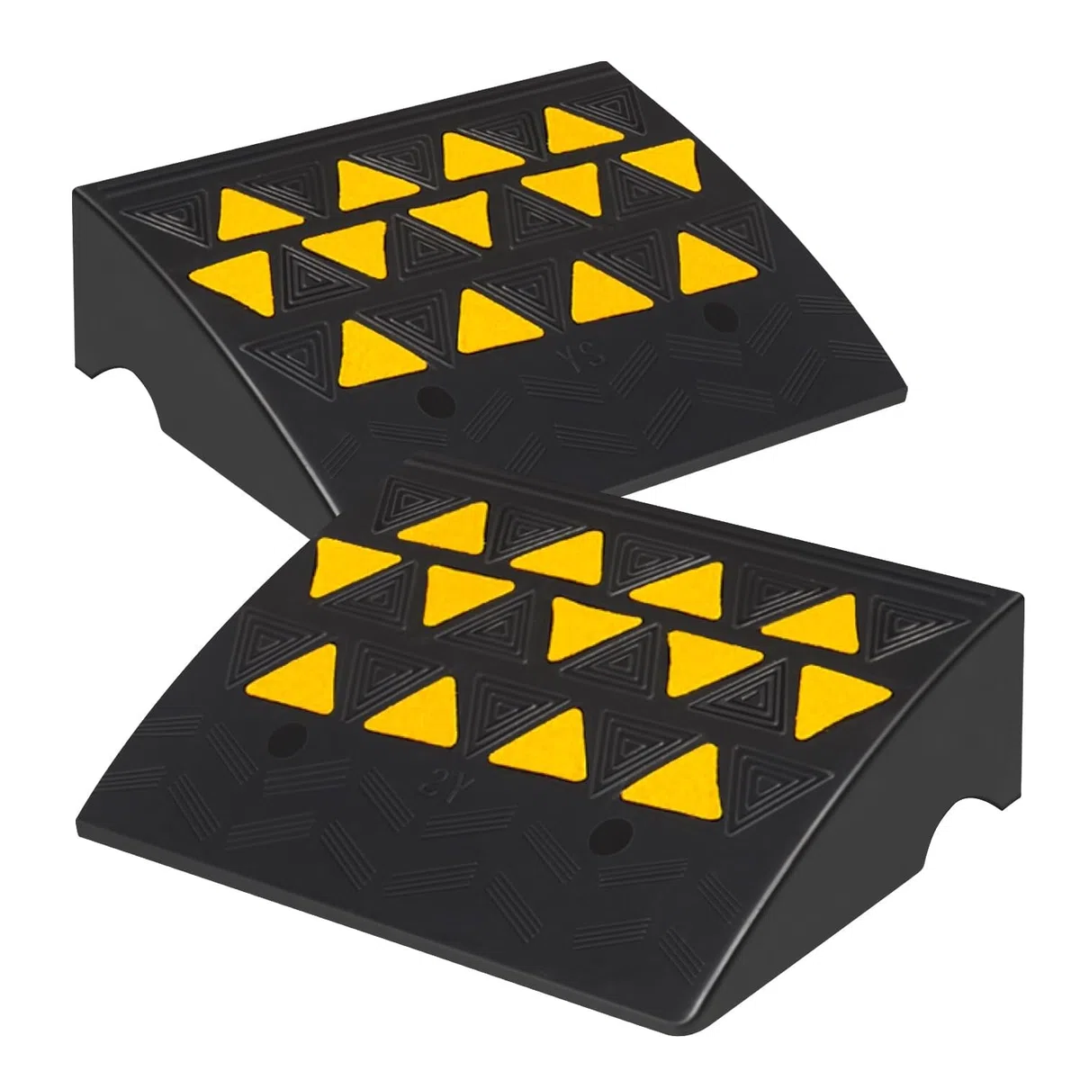 Schwellenrampen Aus Gummi – Robuste Rollstuhlrampe for Rollstühle, Elektromobile, Treppen, rutschfeste Bordsteinkante, Tragkraft 600 Lbs (ca. 272 ​​kg)(2pcs,50x30x11cm)