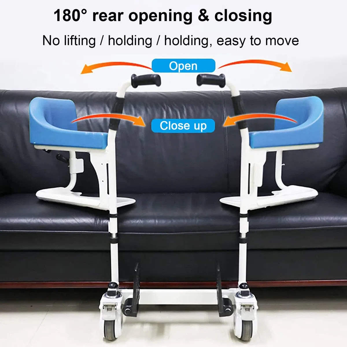Patientenlifter für zu Hause, sitzende Patiententransfermaschine, Abnehmbarer Toilettenstuhl/mobiler Duschstuhl, effiziente Tragfähigkeit von 120 kg/265 lbs, 9-Stufen-Lifteinstellun