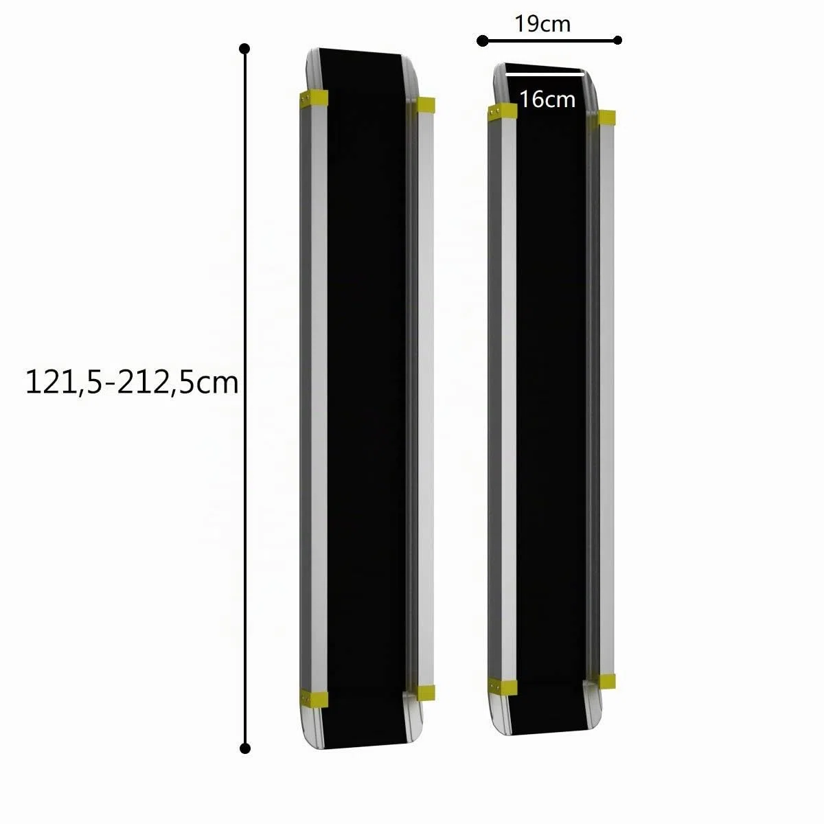 COSTWAY 2 x Rollstuhlrampe bis 270 kg, 121,5-212,5 cm, Teleskoprampe mit Antirutsch Belag, Teleskop-Rampe Paar Aluminium, Auffahrschiene rutschfest, Laderampe Rampe Alu