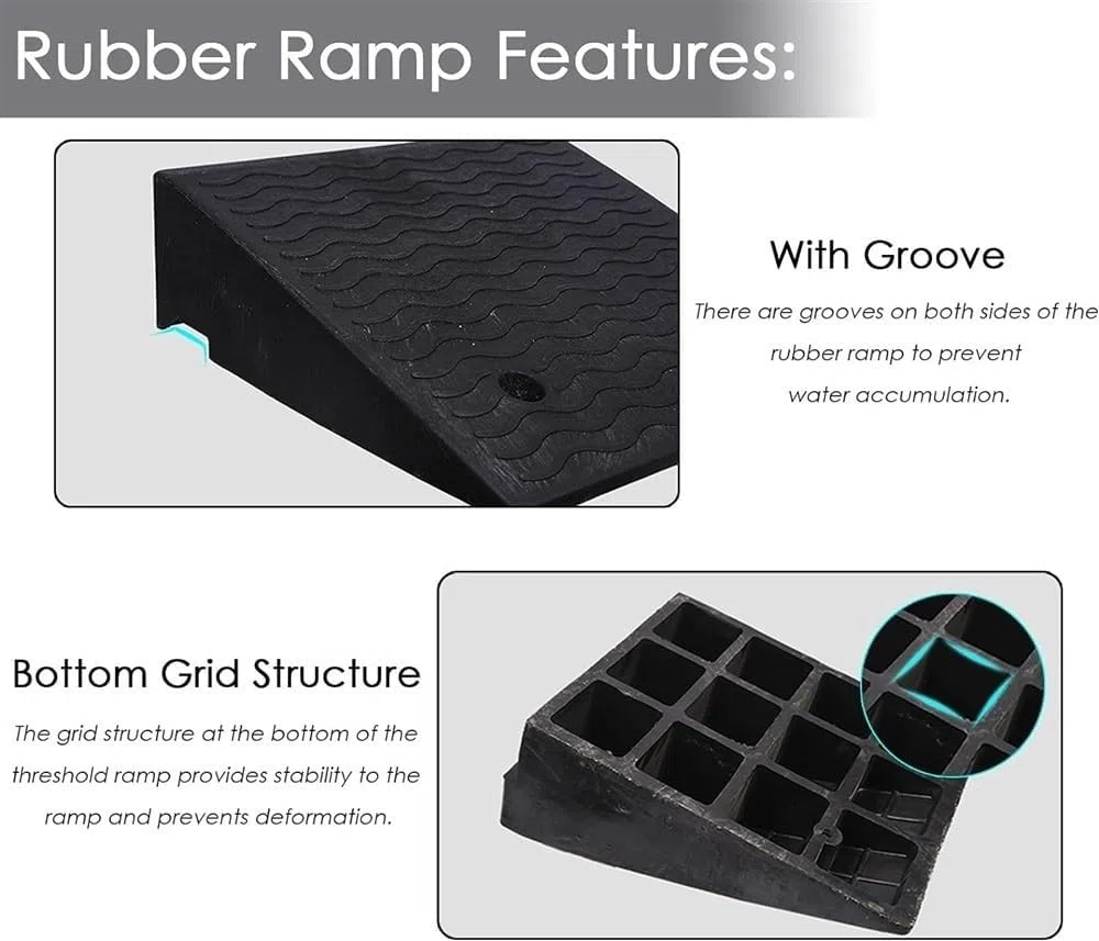 Schwellenrampen Aus Gummi – Tragbare Autorampen, Schwellenrampen Aus Schwarzem PVC-Kunststoff, Robuste Gummirampen Für Rollstühle, Wohnwagen Und Wohnmobile(100x25x10cm)