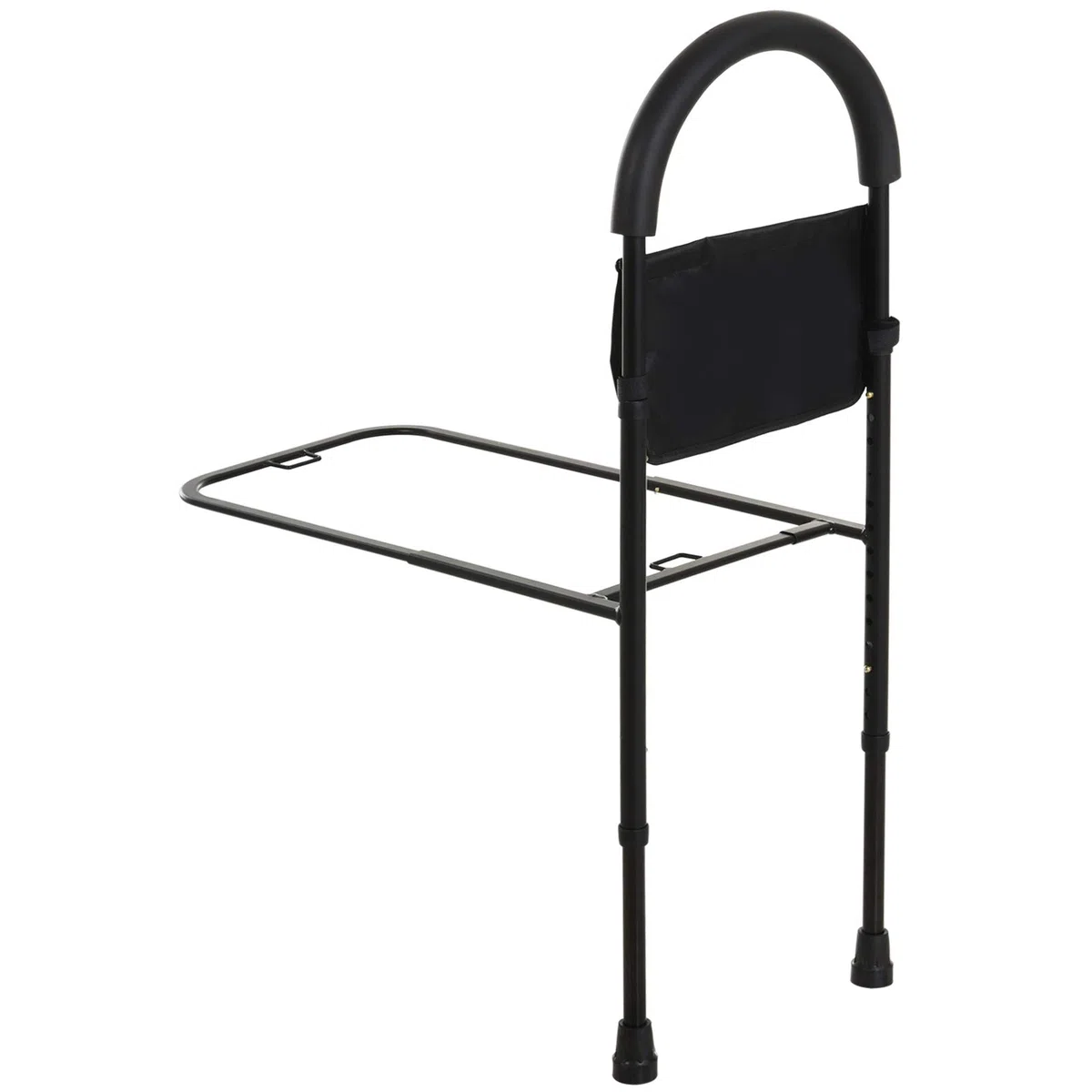 HOMCOM Haltegriff für Bett zum Liegen und Aufstehen mit höhenverstellbarer Bettschiene, mit Schnallenriemen und Tasche, 72 x 36 x 86 – 110,5 cm, Schwarz