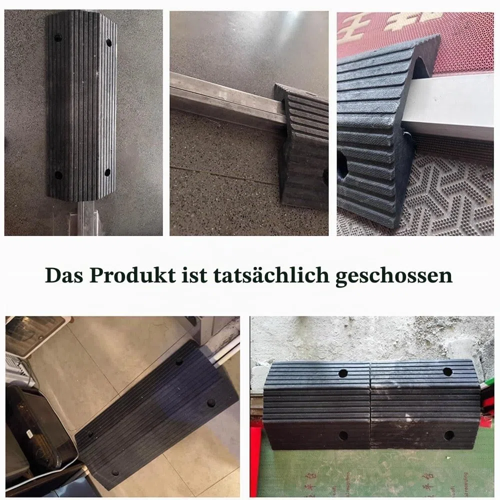 Türschwellenrampe Aus Gummi Schwellenbrücke Für Türen, Tragbare Brückenrampe Auffahrrampe Schwerlast, Nutbreite 12cm Höhe 6/8cm(3" Rise/80x40x10cm)