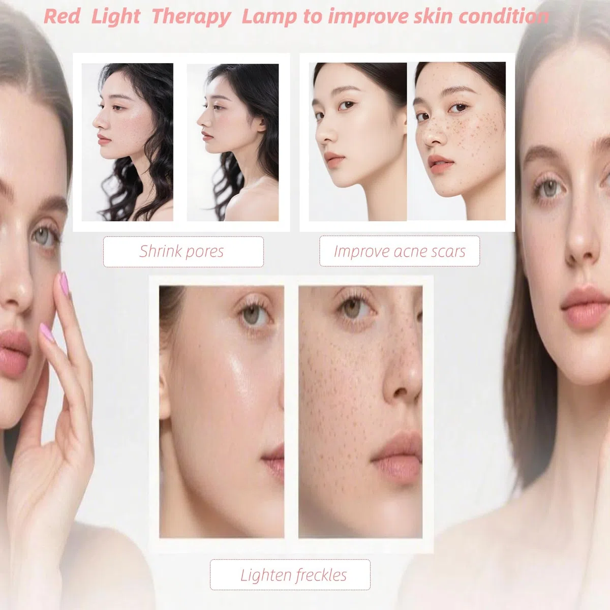 Rotlichttherapielampe Infrarot 660 nm und 850 nm mit verstellbarem Ständer und Winkeln für Gesicht und Körper – 54 W, 18 LED, 5–30 Min. Timer, 5 Helligkeitsstufen mit Schutzbrille – Frauen und Mädchen