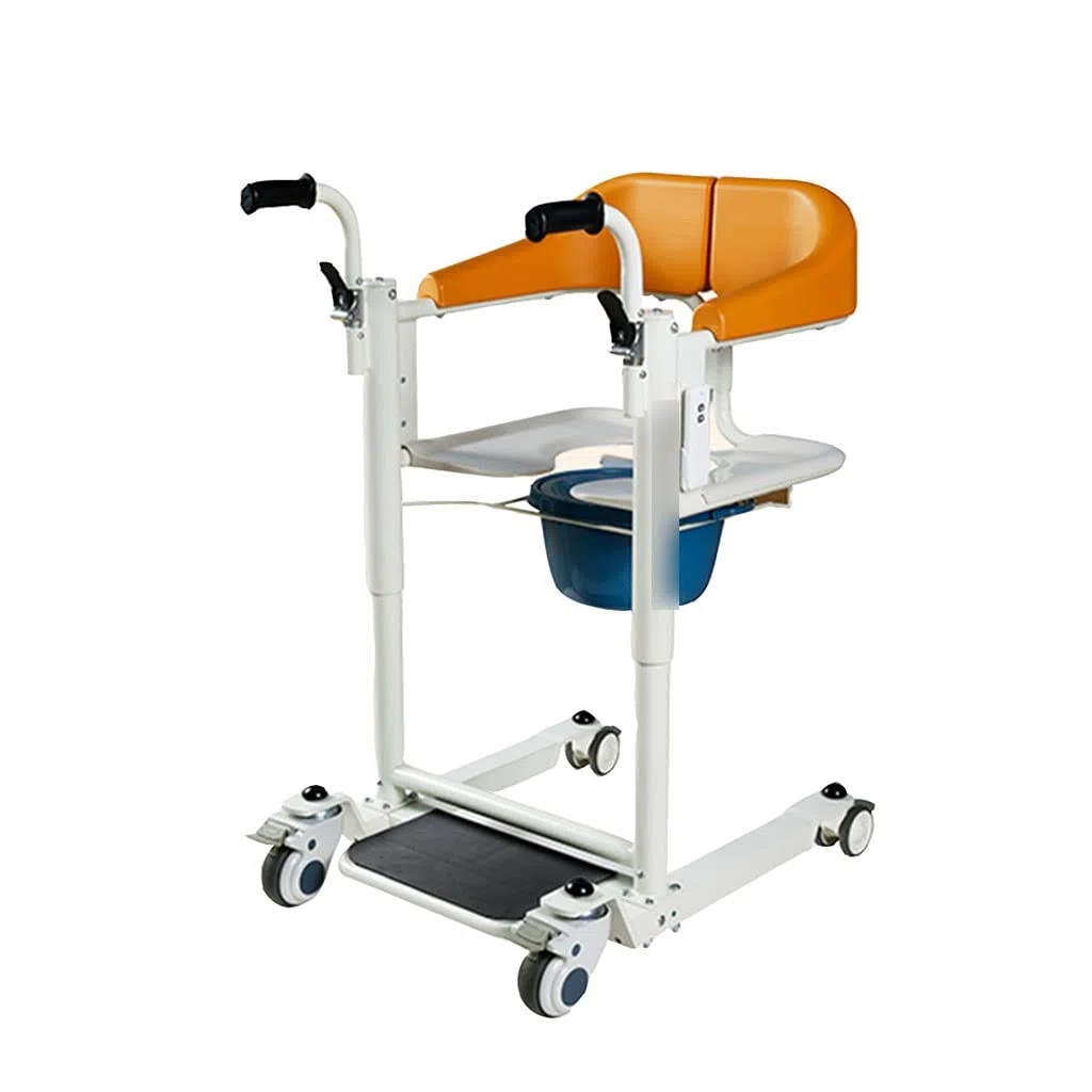 Rollstuhl-Elektro-Patientenlifter-Rollstuhl mit klappbarer Armlehne und leisem Universalrad für ältere und behinderte Menschen zu Hause