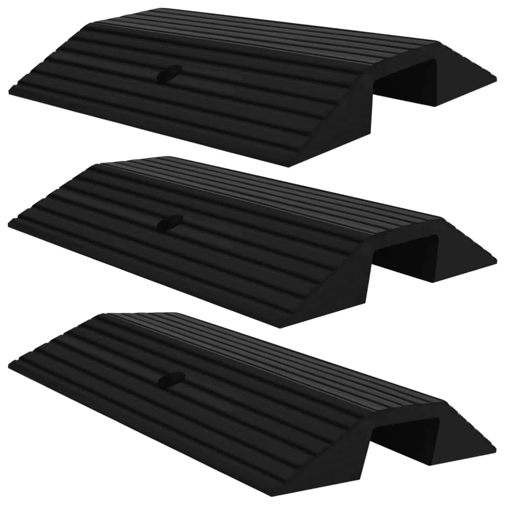 vidaXL 3X Schwellenbrücke rutschfeste Oberfläche Schwellenrampe Rollstuhlrampe Aufliegend Rollstuhl Rampe Türschwellenrampe 49x40x8cm Gummi