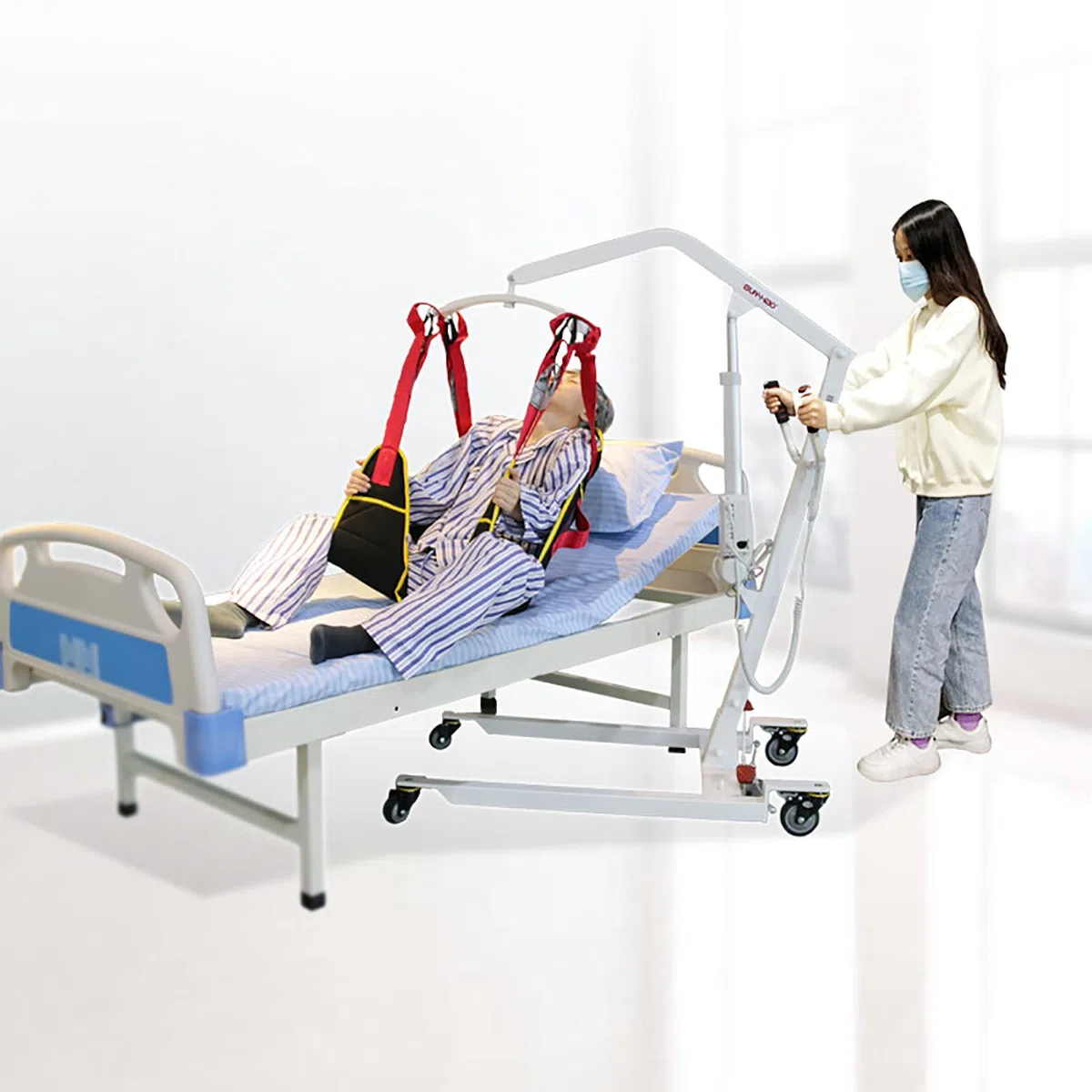 Patientenlifter, Schwerer Elektrischer Klappbarer Manueller Hydraulischer Körpertransfer Mit Leisen Bremsrädern, Für Das Heben Von Menschen Mit Behinderungen Über Kurze Strecken