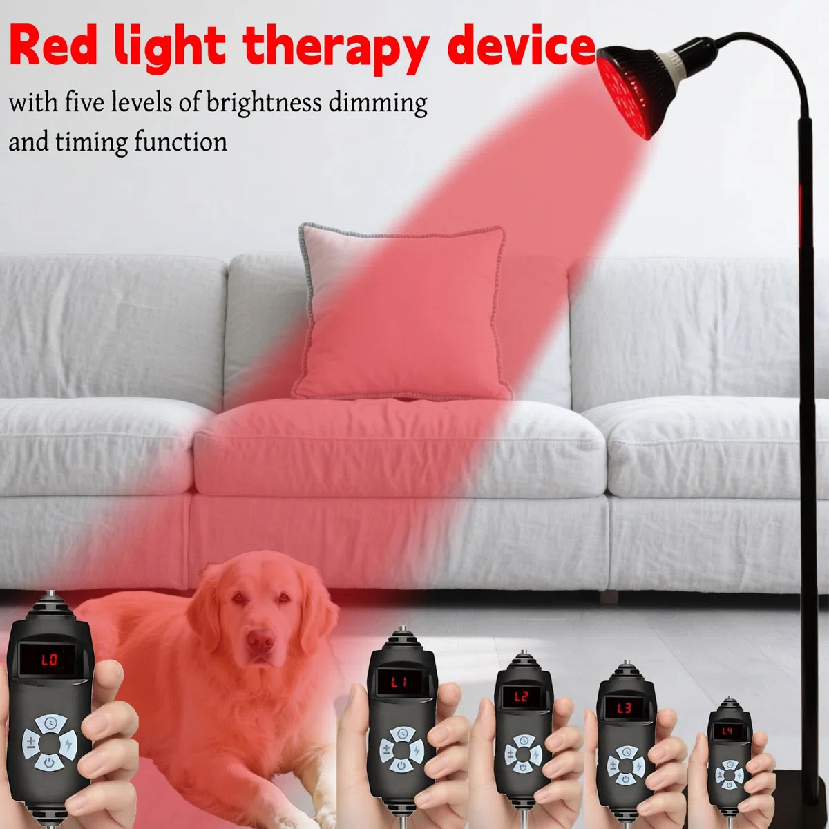 Rotlichttherapielampe Infrarot 660 nm und 850 nm mit verstellbarem Ständer und Winkeln für Gesicht und Körper – 54 W, 18 LED, 5–30 Min. Timer, 5 Helligkeitsstufen mit Schutzbrille – Frauen und Mädchen