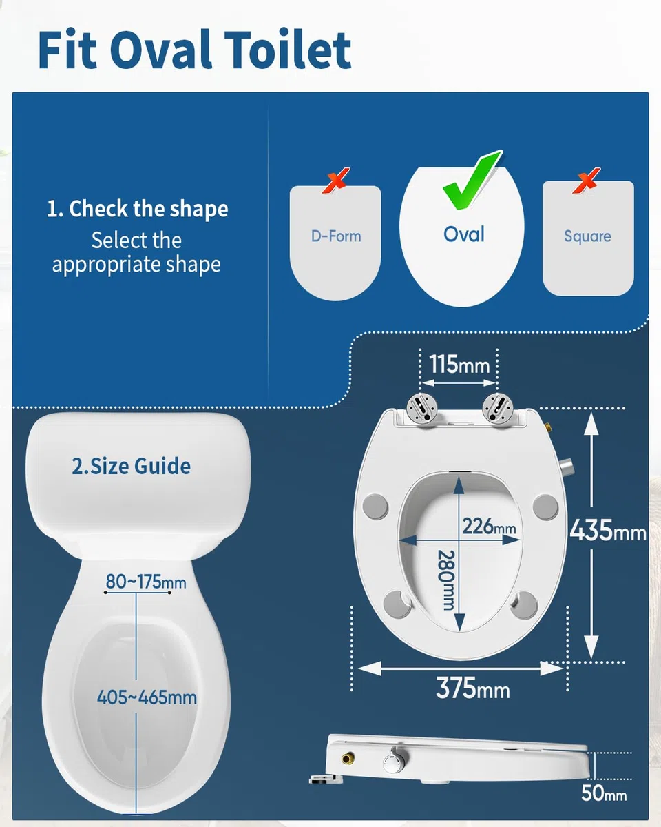 SAMODRA Toilettensitzerhöher 5cm mit Bidet - Befestigung von oben