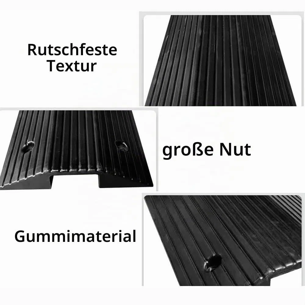 Türschwellenrampe Aus Gummi Schwellenbrücke Für Türen, Tragbare Brückenrampe Auffahrrampe Schwerlast, Nutbreite 12cm Höhe 6/8cm(3" Rise/80x40x10cm)