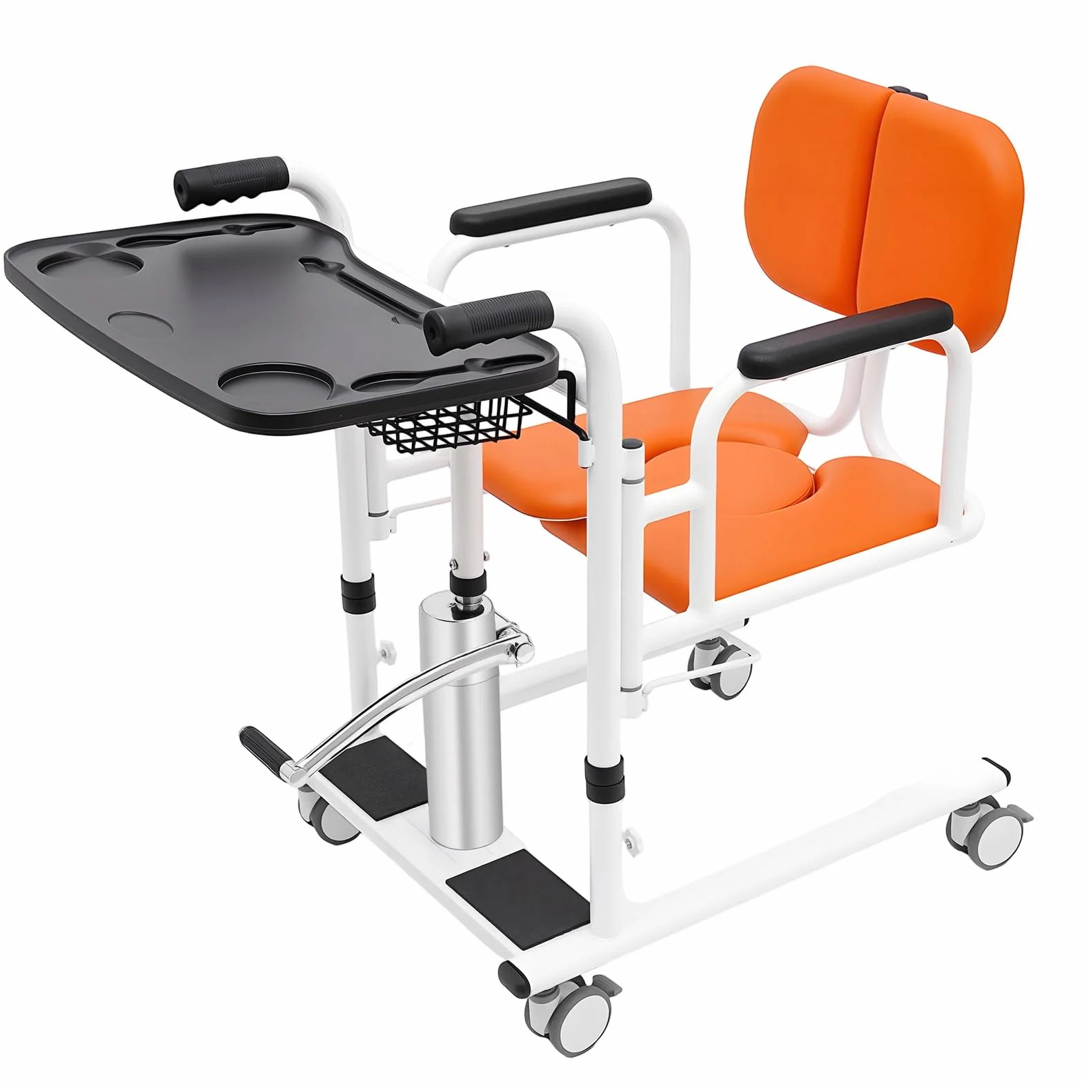Hydraulischer Patientenlift Zuhause, Tragbarer Transportrollstuhl, Transferhilfe, Für Als Patientenlifter Oder Rollstuhl Verwendet, Um Die Mobilitätsprobleme Alterer, Behinderter Oder Lösen (Orange)