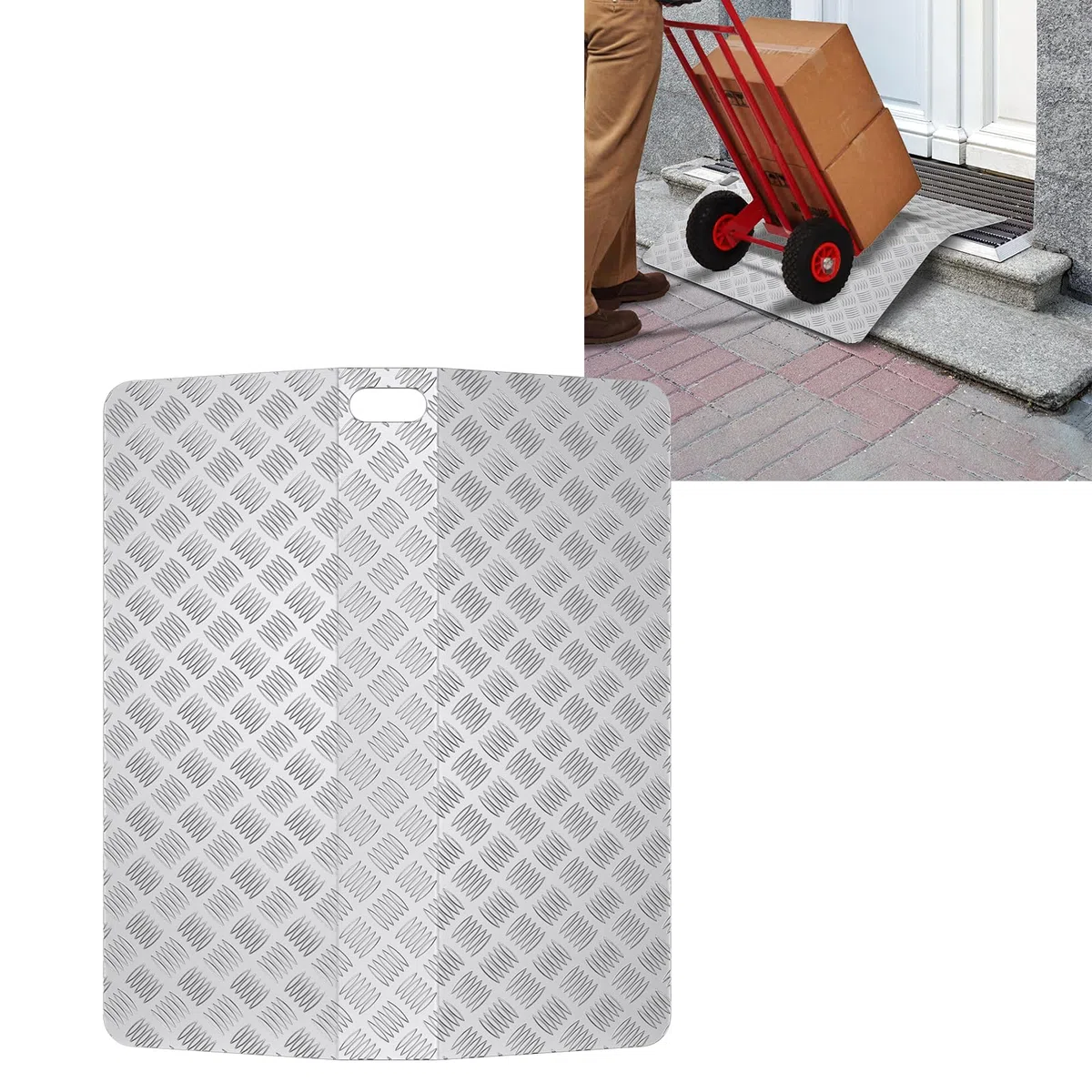Schwellenrampe Schwellenbrücke Rollstuhlrampe 100cm Länge, Rampe aus Aluminium Türschwellenrampe Rollstuhl, rutschfest Alu Rampe, für Eingänge, Stufen, 70x100x10cm